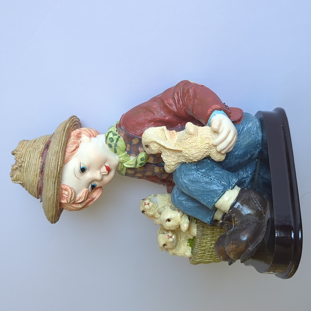 Vintage Boy Child With Basket And Rabbits Marlo Collection Figure Statue #83861